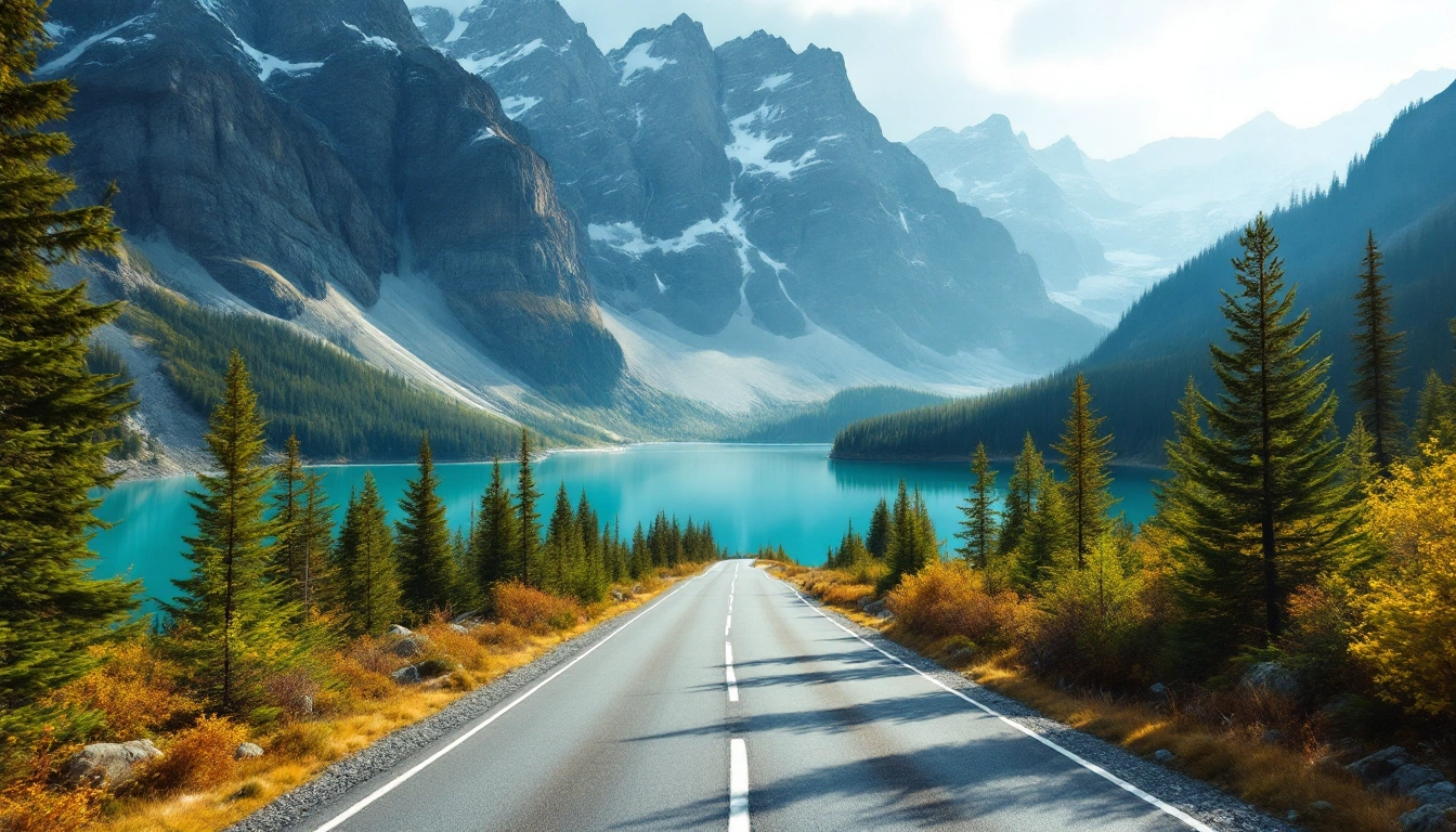 A mountain road beside a turquoise glacial lake below sheer peaks — Do You Need a Car in Banff?