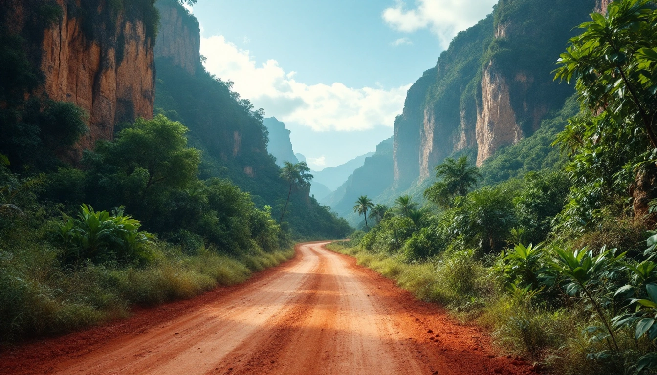 A red-dirt road winding between steep green fluted cliffs — Do You Need a Car in Kauai?