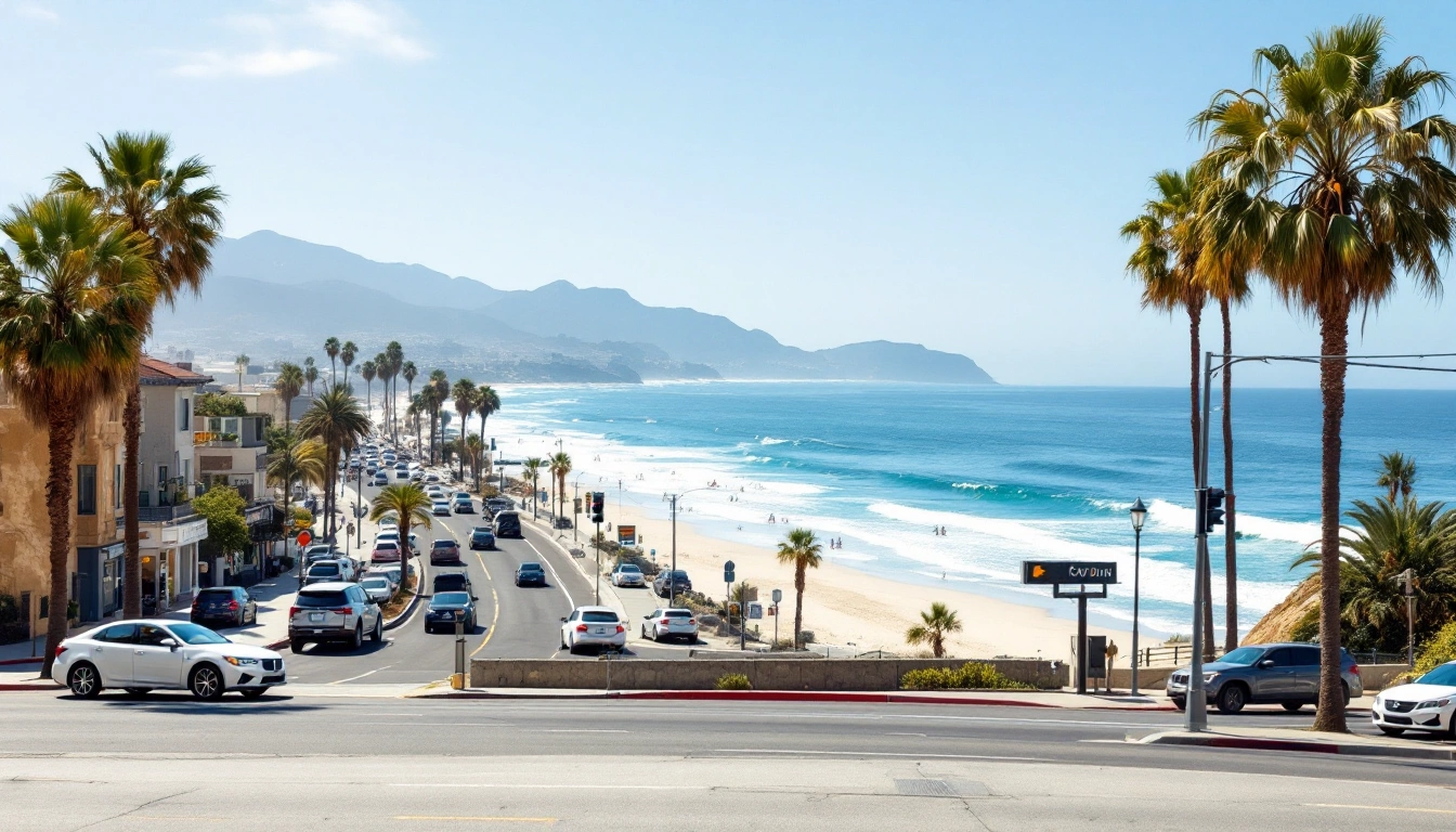 A palm-lined coastal boulevard above a wide Pacific beach — Do You Need a Car in San Diego?
