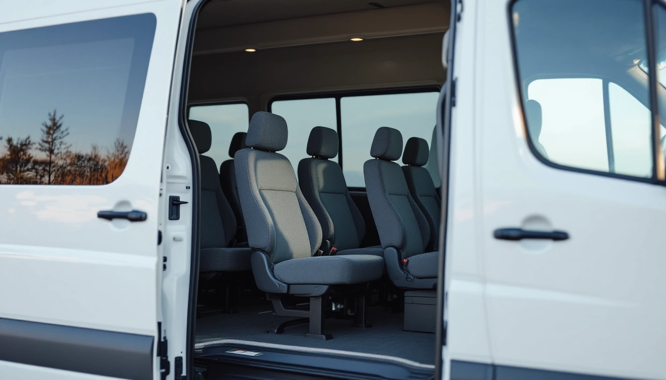 The open side door of a large passenger van showing rows of empty seats — 12-Passenger Van Rental: Who It Fits and How to Book One